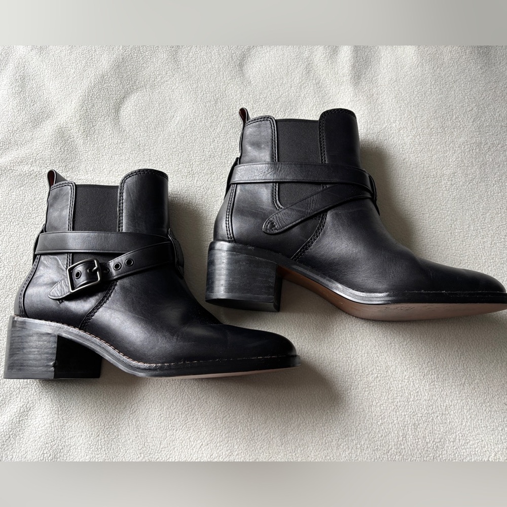 Coach Black Chelsea Ankle Boots with Elastic Panels